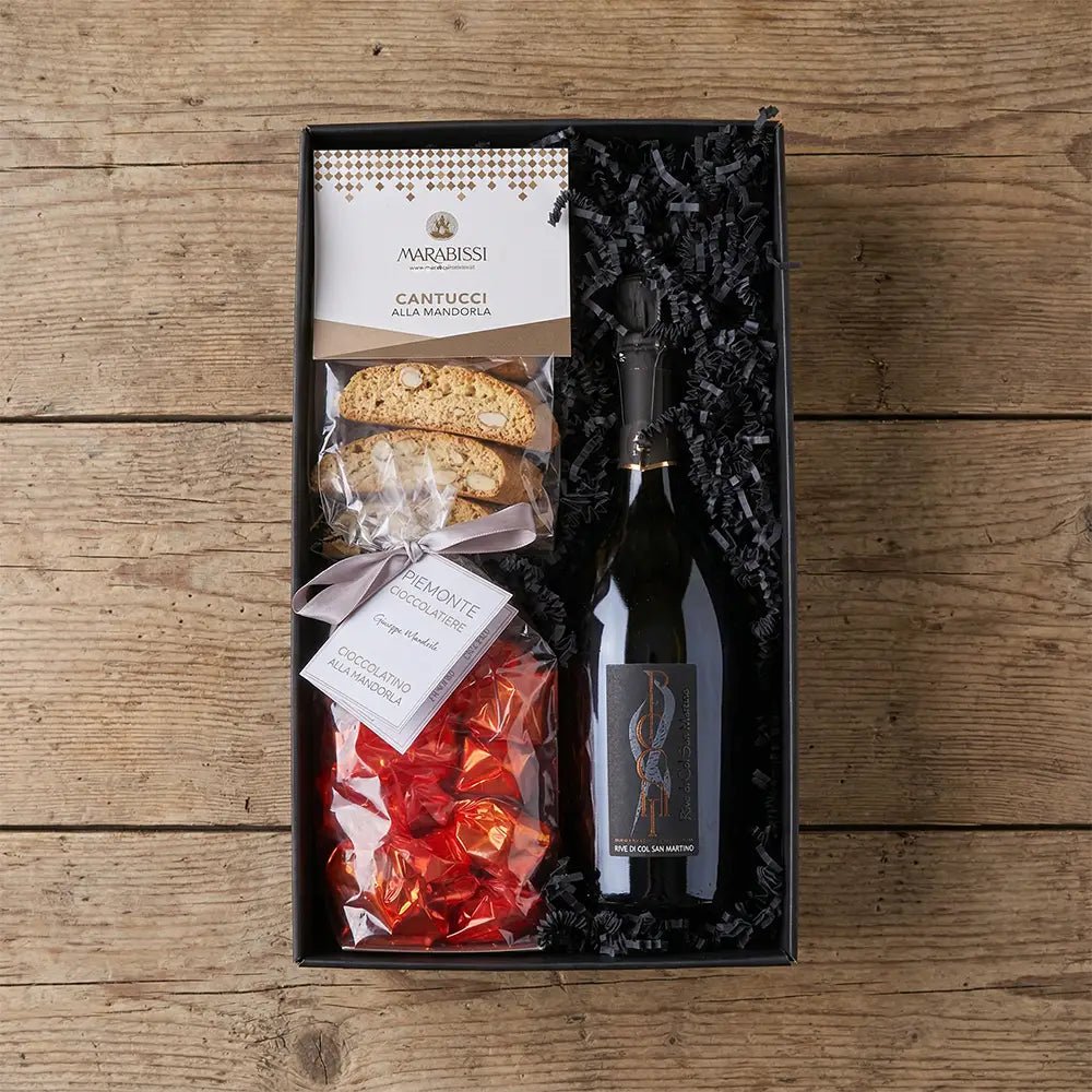 Genuss Geschenkbox mit Wein & Cantucci - Geschenkkorb - Vicolo