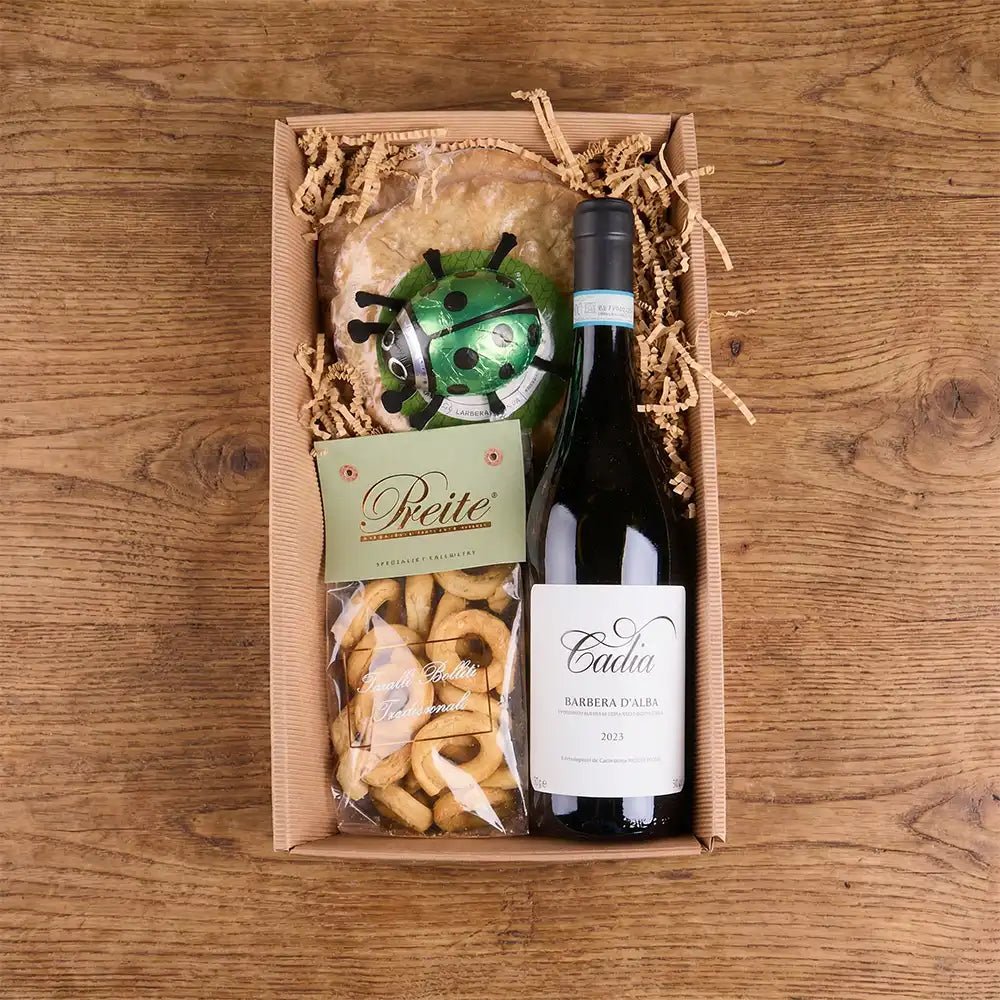 Italienische Genussbox mit Rotwein & Glücksbringer - Geschenkkorb - Vicolo