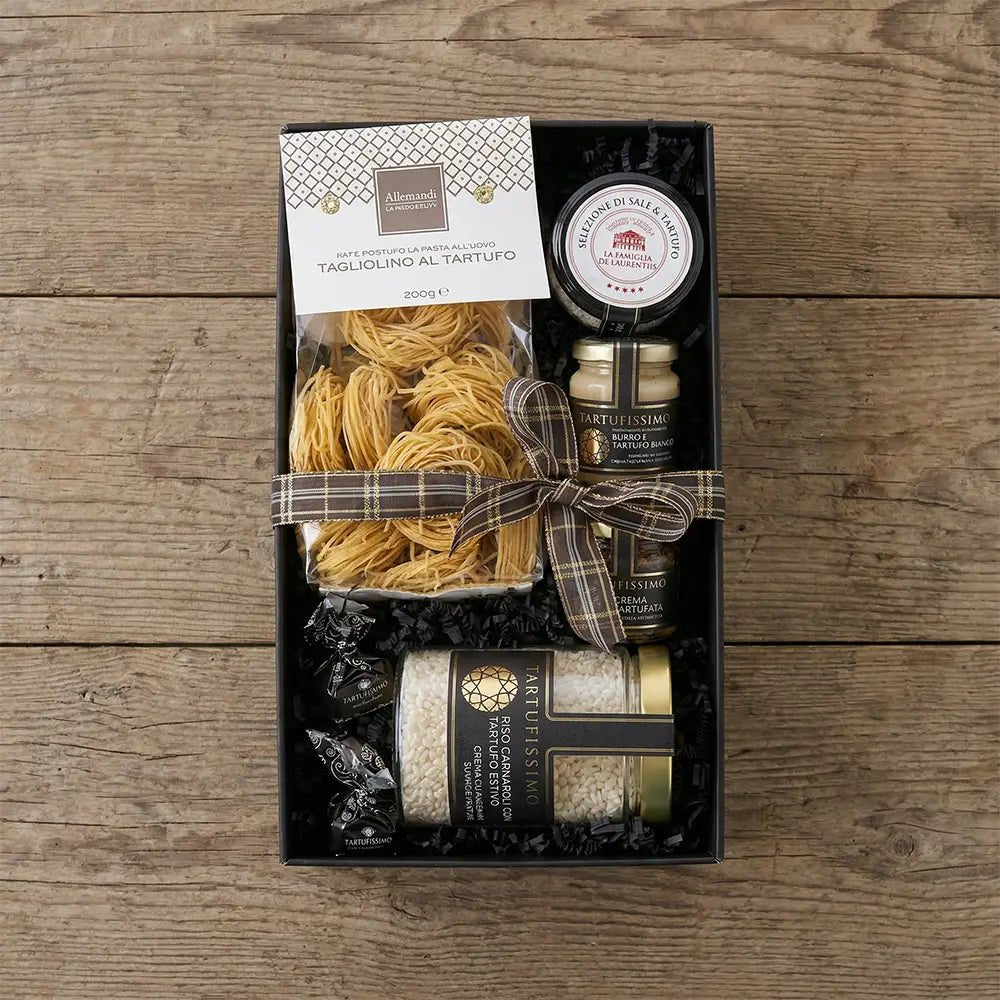 Italienische Geschenkbox Tartufi mit Trüffelpasta, Risotto & Delikatessen – Feinkost Geschenkset - Geschenkkorb - Vicolo