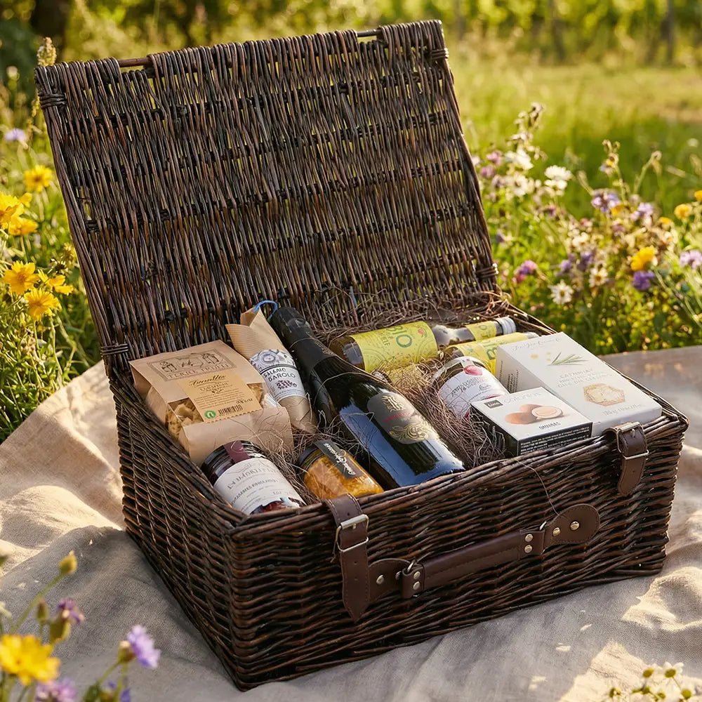 Picknickkorb mit Weinauswahl - Geschenkkorb - Vicolo