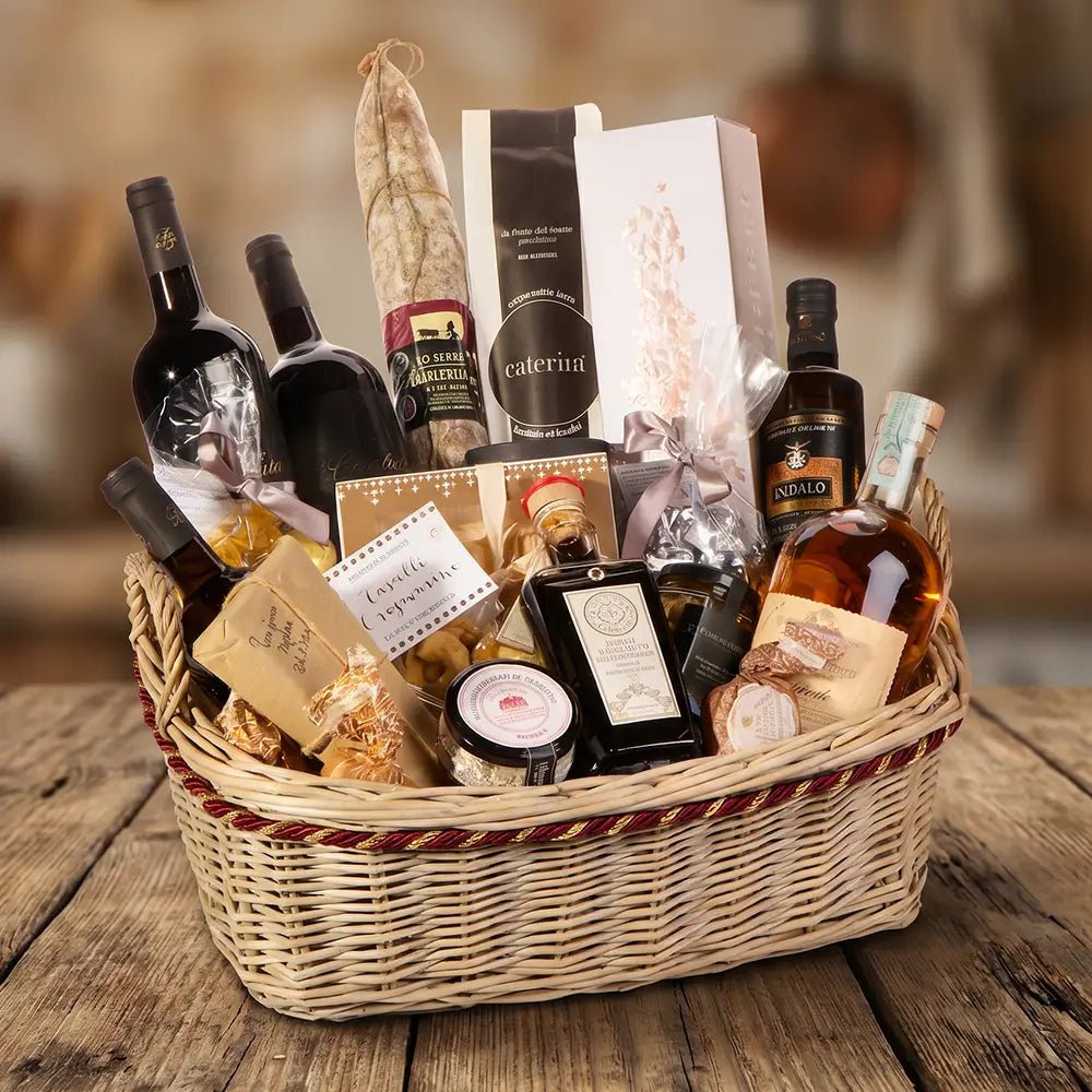 Premium Feinkost Geschenkkorb Italien – Wein, Salami, Olivenöl & Gourmet Delikatessen - Geschenkkorb - Vicolo