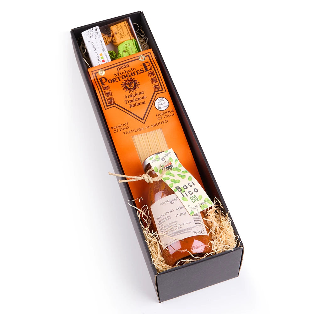 Italienisches Pasta Geschenkset mit Tomatensauce &amp; Feinkost