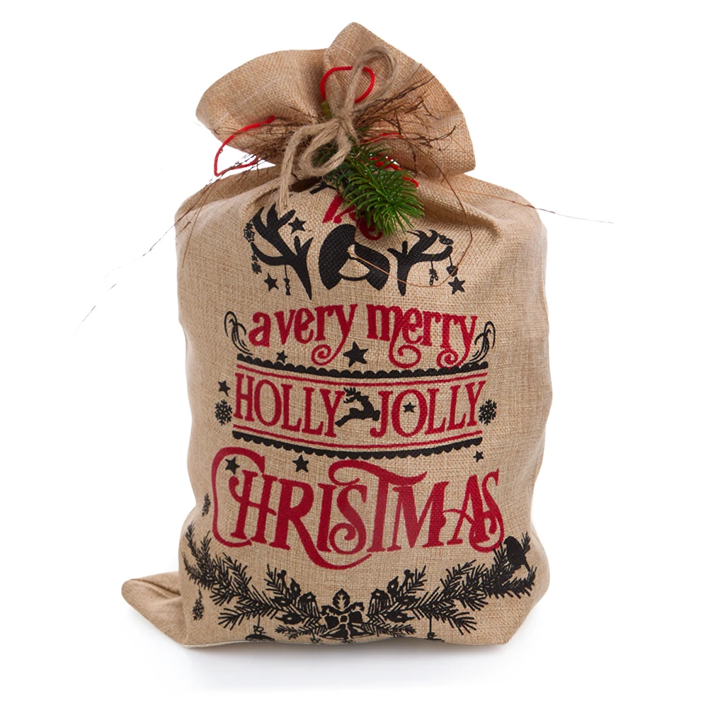 Weihnachtsgeschenk im Jutesack mit Weisswein, Salami &amp; Apéro-Snacks