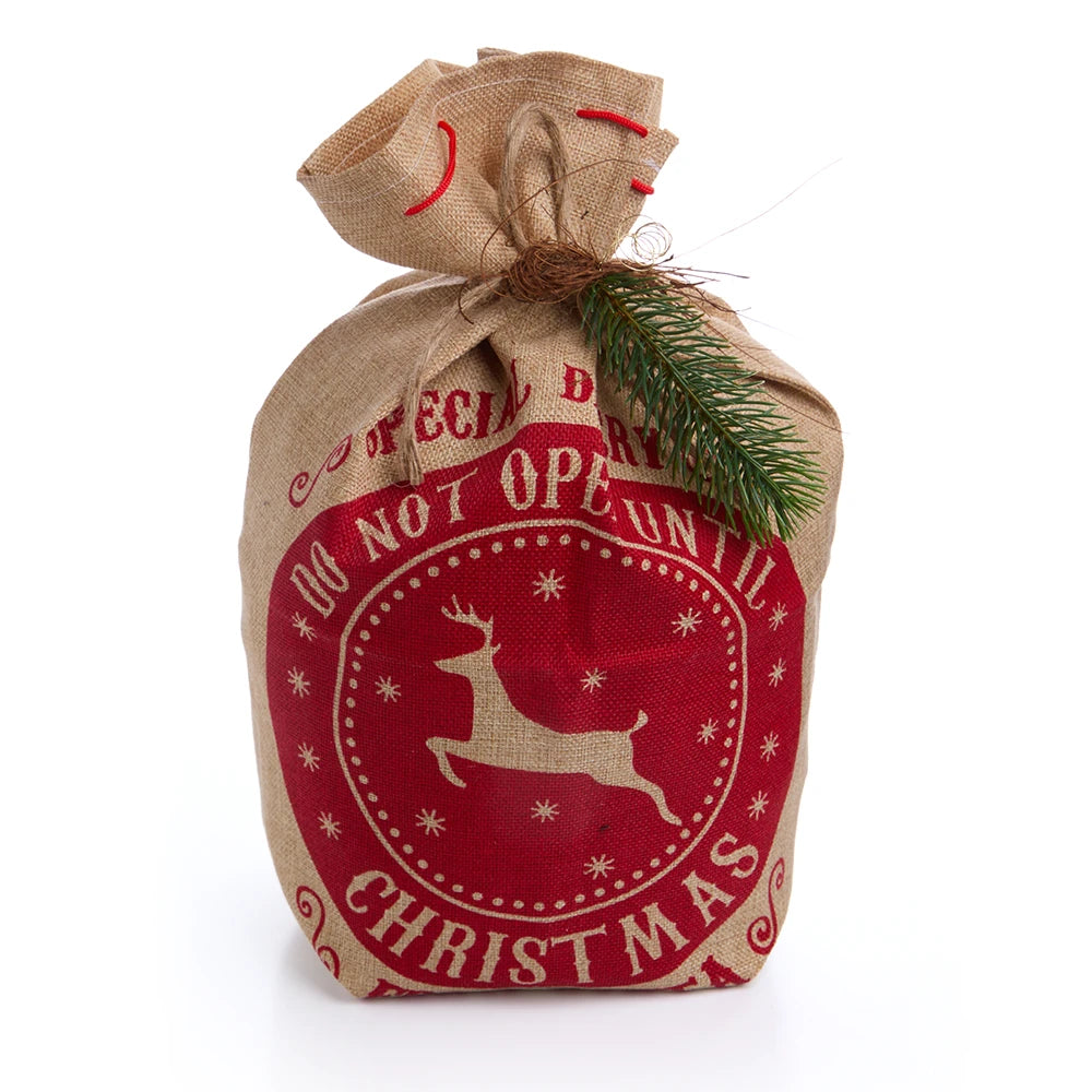 Weihnachtsgeschenk im Jutesack mit Primitivo, Pasta &amp; Biscotti aus Italien