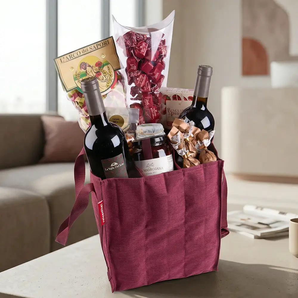 Edles Wein Geschenkset in Tragetasche mit Delikatessen