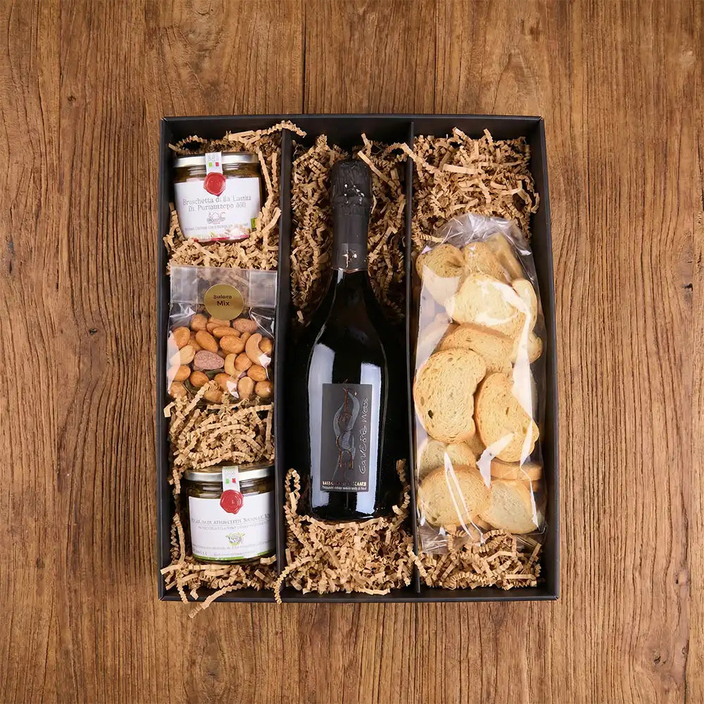 Prosecco Gourmet Geschenkbox mit Antipasti