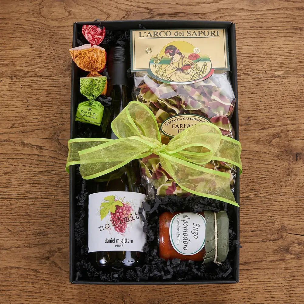 Alkoholfreie Genussbox mit Pasta &amp; Tartufi – Geschenkset mit Sugo &amp; Tartufi - Geschenkkorb - Vicolo