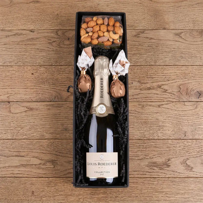 Champagner Geschenkbox mit Feigen Pralinen – Luxus Geschenkset - Geschenkkorb - Vicolo
