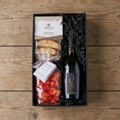 Genuss Geschenkbox mit Wein &amp; Cantucci - Geschenkkorb - Vicolo