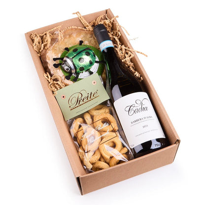 Italienische Genussbox mit Rotwein &amp; Glücksbringer - Geschenkkorb - Vicolo