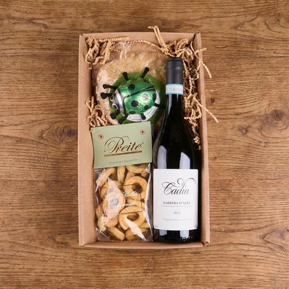 Italienische Genussbox mit Rotwein &amp; Glücksbringer - Geschenkkorb - Vicolo