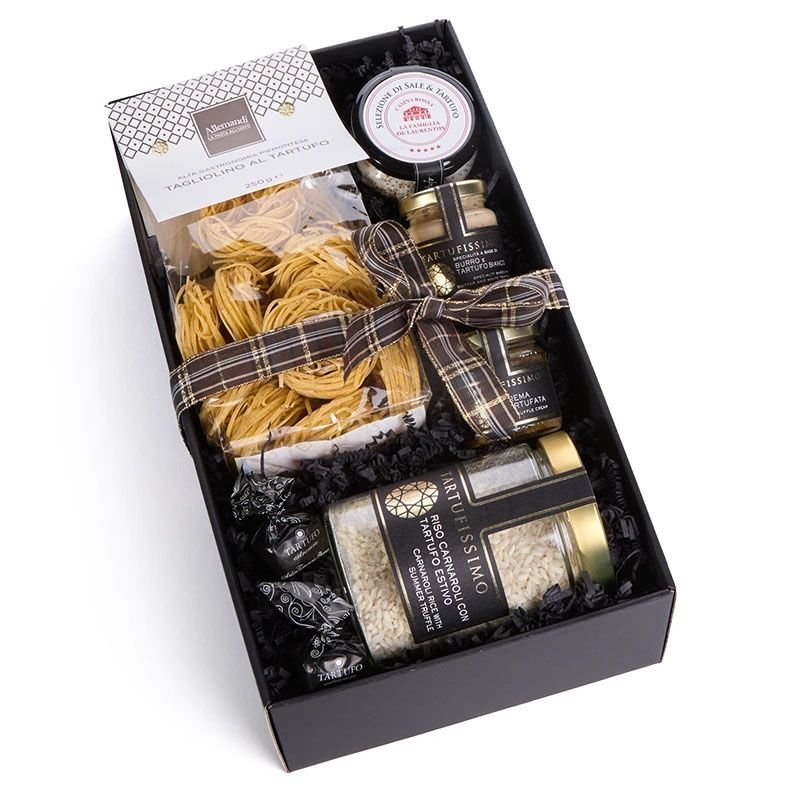 Italienische Geschenkbox Tartufi mit Trüffelpasta, Risotto &amp; Delikatessen – Feinkost Geschenkset - Geschenkkorb - Vicolo