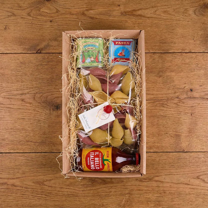 Italienische Pasta Geschenkbox mit Meersalz &amp; Tomatensauce – Feinkost Geschenk für Genießer - Geschenkkorb - Vicolo