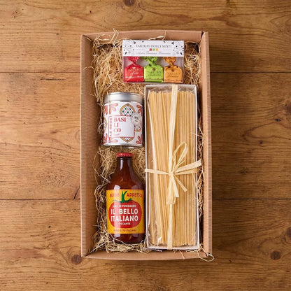 Italienisches Pasta Geschenkset – Spaghetti &amp; Sauce - Geschenkkorb - Vicolo