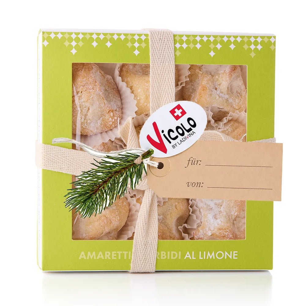 Kleine Mitarbeiter- &amp; Kundengeschenke mit personalisiertem Namenstäfeli - handgemachte Limone Amaretti - Delikatessen > Süsses - Vicolo