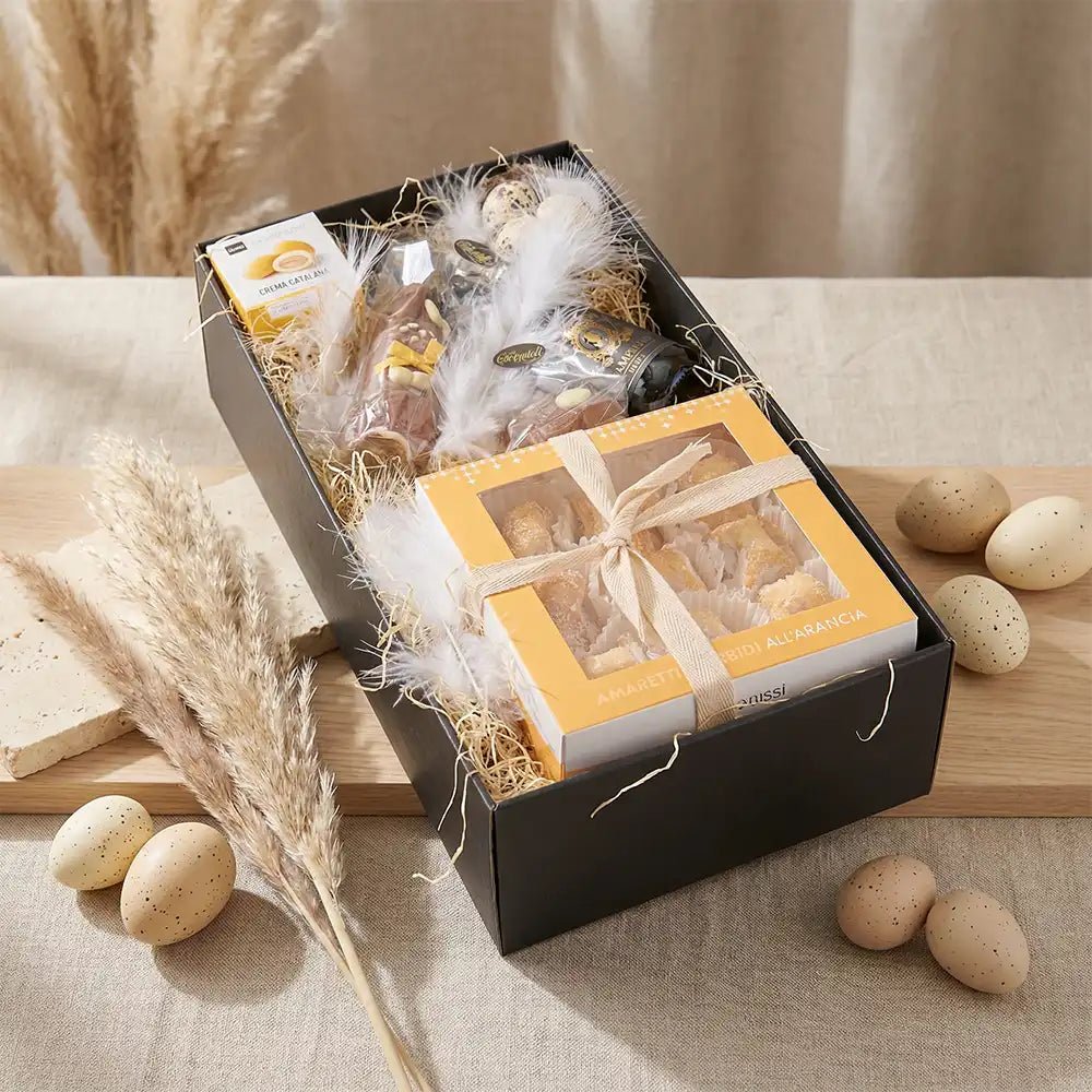 Ostergeschenk mit Prosecco – Italienische Süßigkeiten Geschenkbox - Geschenkkorb - Vicolo