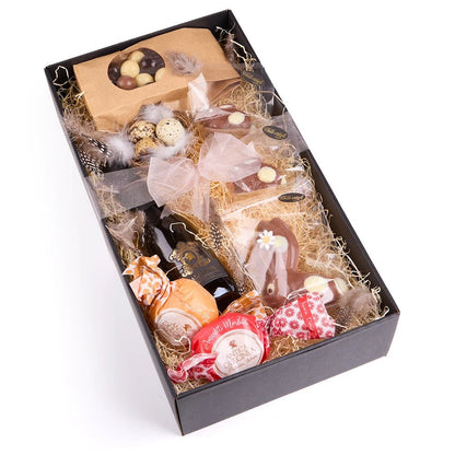 Ostergeschenk mit Prosecco – Süße Feinkost Geschenkbox - Geschenkkorb - Vicolo