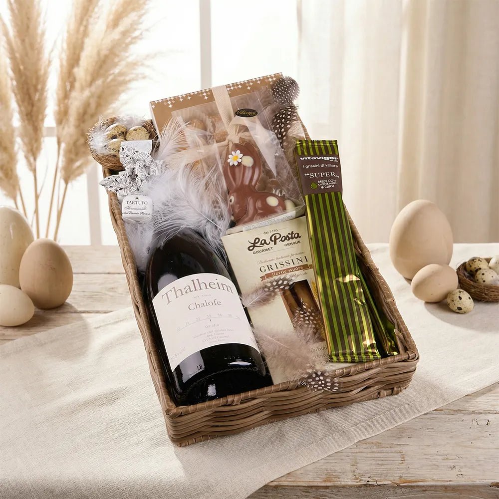 Ostergeschenk mit Wein von Tom Litwan - Geschenkkorb für Geniesser - Geschenkkorb - Vicolo