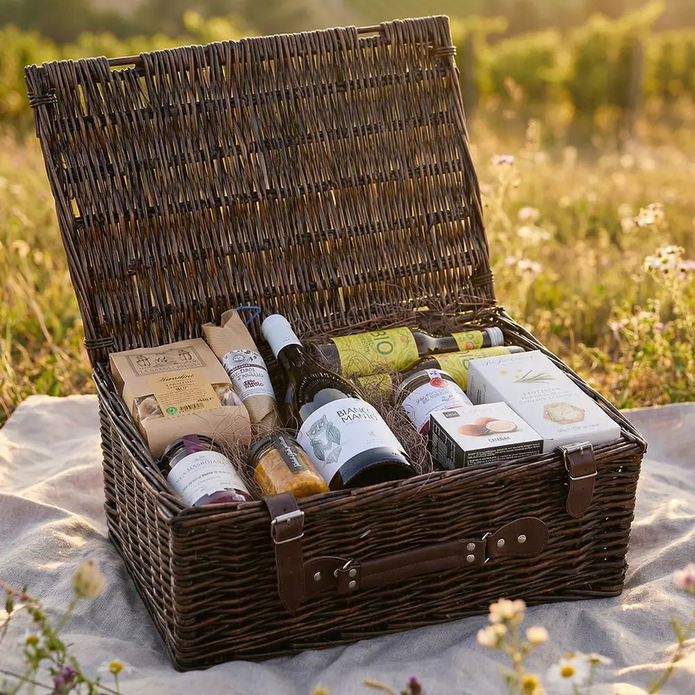 Picknickkorb mit Weinauswahl - Geschenkkorb - Vicolo