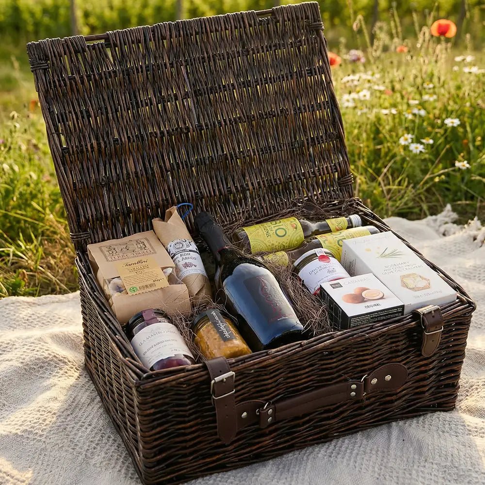 Picknickkorb mit Weinauswahl - Geschenkkorb - Vicolo
