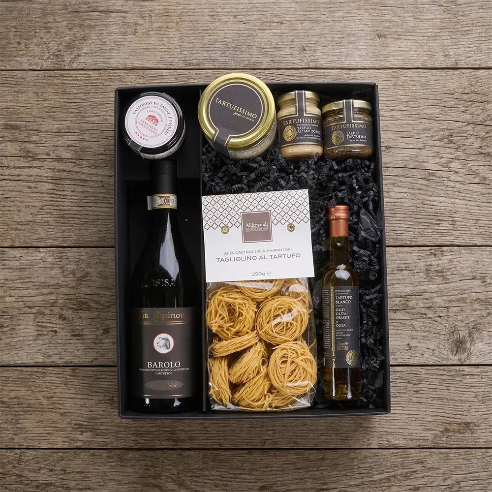 Premium Geschenkbox mit Barolo &amp; Trüffel – Exklusive Delikatessen Geschenkset - Geschenkkorb - Vicolo