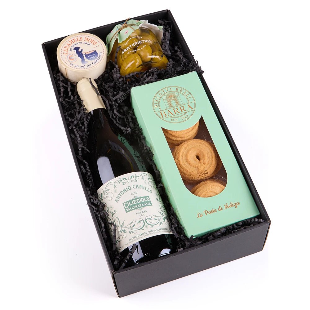 Premium Geschenkbox Toskana – Rotwein &amp; Delikatessen - Geschenkkorb - Vicolo