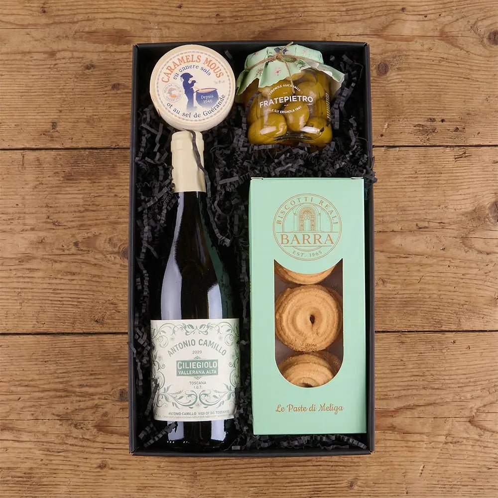 Premium Geschenkbox Toskana – Rotwein &amp; Delikatessen - Geschenkkorb - Vicolo