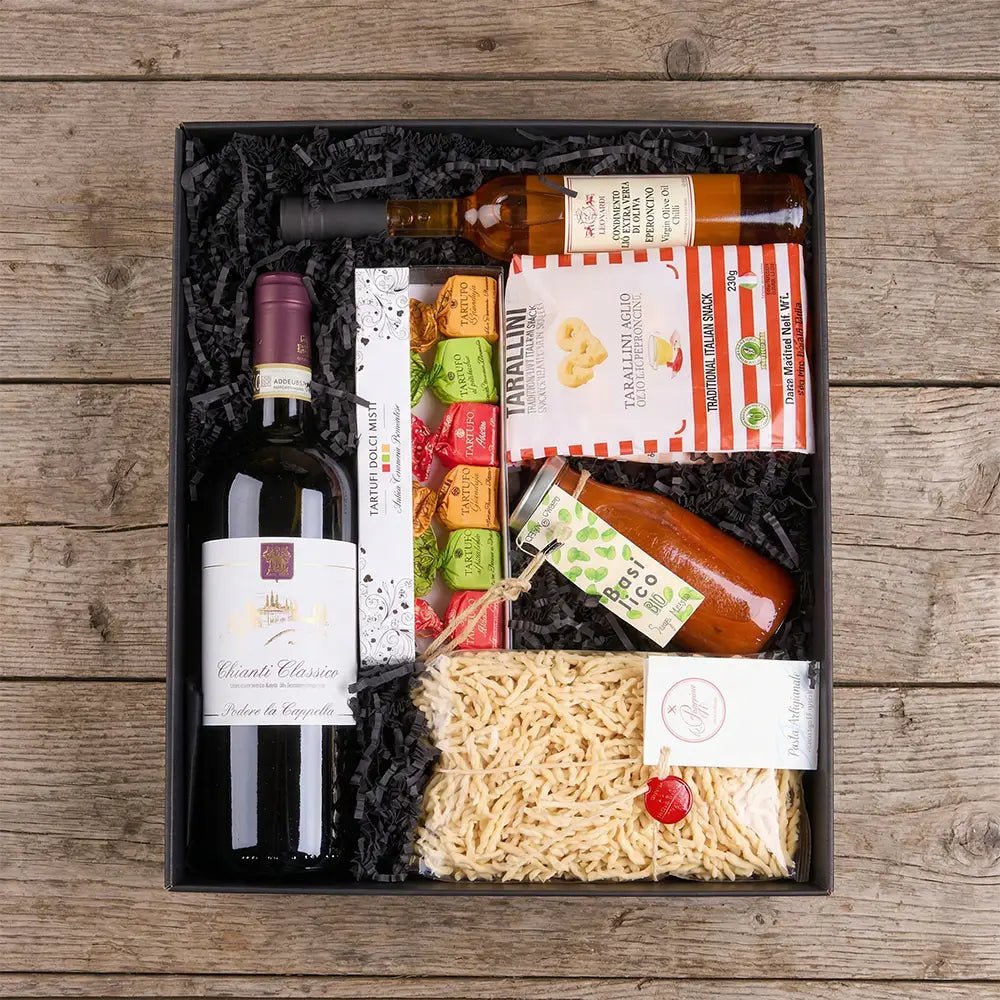Weingeschenk - Toscana mit Pasta - Geschenkkorb - Vicolo